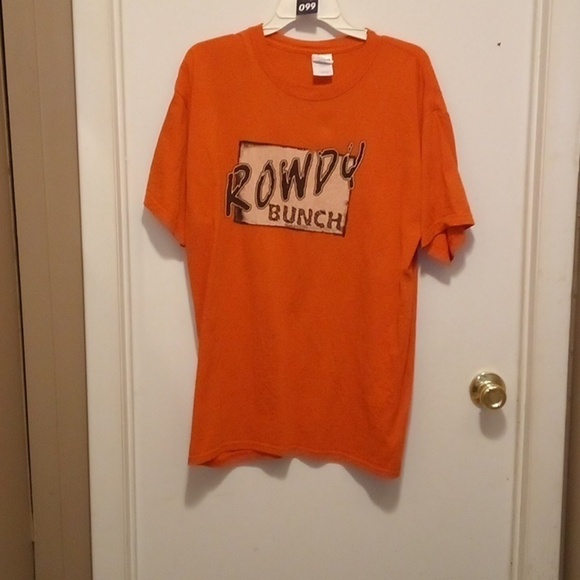 "ROWDY BUNCH" Short Sleeve Orange T-Shirt - Size Large - Picture 1 of 9